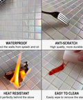 Rainbow Peel And Stick Glass Tile Backsplash Kit For Kitchen And Bathroom, 40 Sheets Of 6.6 Inch By 6.6 Inch White Mosaic Tiles, features