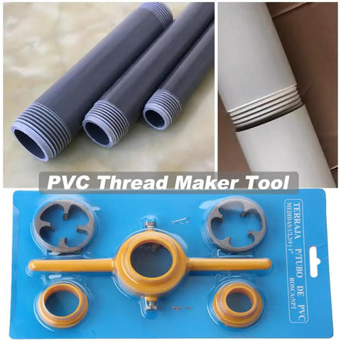 PVC Pipe Threader Kit For Quick No Fuss Threading Six Piece Tool Set With 1/2 Inch 3/4 Inch And 1 Inch NPT Die Sets