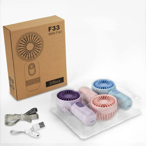 Mini Portable Fan 3 Pack Pocket Sized Handheld Battery Operated Personal Fans With 3 Speeds USB Rechargeable Eyelash Style
