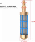 Brass Heavy Duty Inlet Filter For Hose With Three Quarter Inch And One Half Inch Barbs Stainless Steel Screen And Nylon Frame