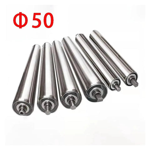 Heavy Duty 4 Pieces Stainless Steel Non Power Shaft Belt Conveyor Roller Kit For Smooth Manual Handling And Rust Proof Factory Use With Uniform 50mm Diameter Rods