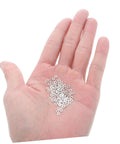 Hand holding 200 Piece Rimless Eyeglass Frame Repair Washers For Quick Repairs Sturdy Metal Flat Washers To Boost Comfort Longevity And Secure Fit