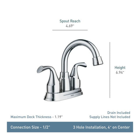 Idora Mediterranean Bronze Two Handle Centerset Bathroom Faucet With Drain Assembly High Arc Spout Easy Install 4 Inch Centerset Design Old World Style For Sinks with dimensions shown