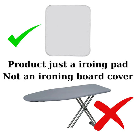 Image showing Portable Ironing Mat 21x28 Inch With Heat Reflective Silicone Coating next to a crossed-out ironing board.