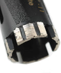 Close-up of Mostartools 1-1/4 in dry diamond core drill bit with 5/8-11 thread and diamond segments