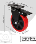 5 Inch Industrial Swivel Caster Wheel Set Of 4 With Brakes Heavy Duty Top Plate Casters 2200 Lb Load Capacity 360 Degree Polyurethane Wheels