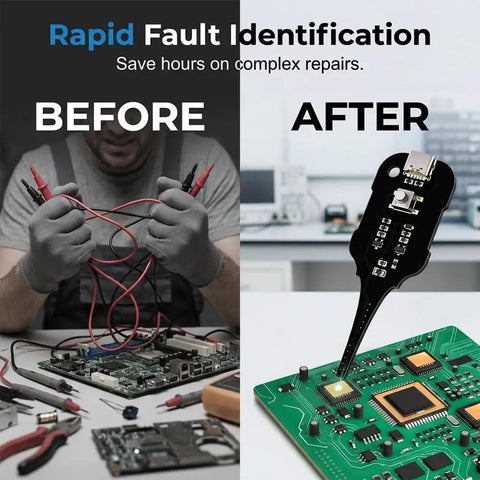 Before and after using Inductance Tester For In Circuit Coils And PCBs Portable Coil And Inductor Detector For Quick Fault Finding LED Guided Diagnostics DIY Friendly Multi Functional PCB Repair Tool For Electronics Maintenance And Motherboard Troubleshooting