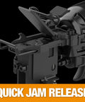 Close-up of quick jam release on Pneumatic 16 Gauge Wide Crown Stapler For Construction Projects And Heavy Duty Roofing Sheathing