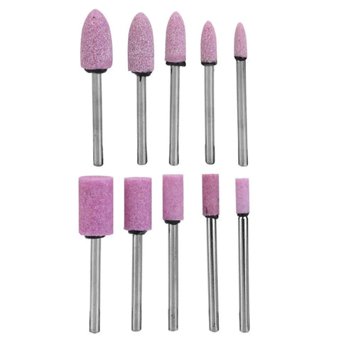 100 Pieces Polishing Stone Head Pro Grade Set For Grinder With 3mm Shank, arranged in rows showing variety and size.