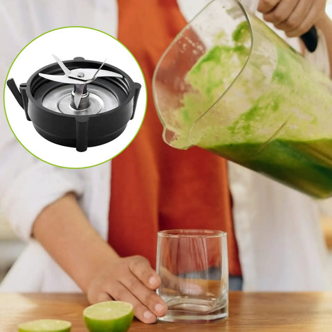 Person pouring smoothie next to Pro 1200 Blender Blade Replacement For Oster Pro 1200 Blenders With Jar Base Bottom And Rubber O Ring Gasket, Replacement Parts Kit For Smoothies And Blending, Built To Last Hassle Free Install, High Quality