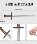 Two Pack 25 Inch Medieval Viking PU Foam Sword For Adults Costume Weapon showing size and grip details