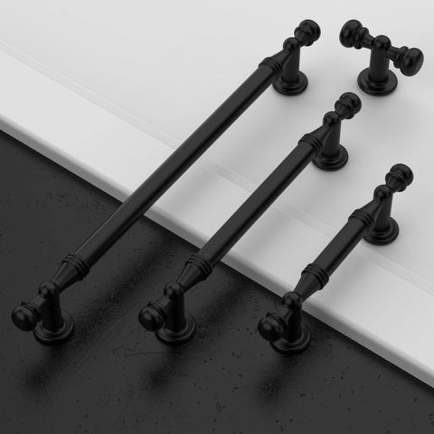 10 Pack Matte Black Cabinet Pulls 5 Inch 128mm Center to Center Drawer Handles for Kitchen Cabinets and Bathroom Cabinet Hardware ZH0083