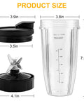 Two 24oz Replacement Cups With Lids And 7 Fin Blade For All In One Personal Blenders Includes 2 Spout Caps 5 In 1 Replacement Kit