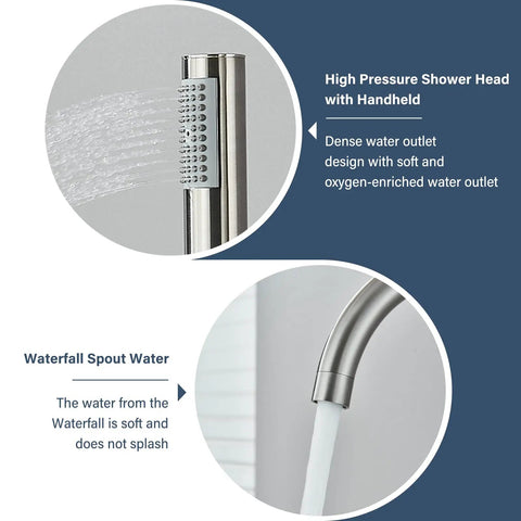 Freestanding Bathtub Faucet In Brushed Nickel, Floor Mounted Tub Filler With Handheld Shower, 360 Degree Swivel Spout