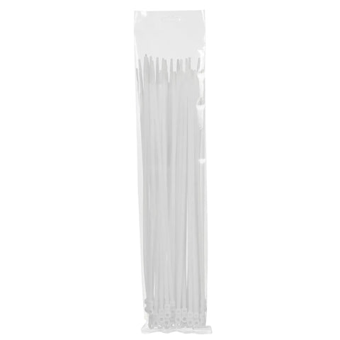 Top Shelf Screw Mount Cable Ties Packed In A Bag Of One Hundred Pieces Measuring Eight Inches Black With A Knockout Fifty Pound Pull Rating Plenum Approved Sun Proof For Indoor Outdoor Cable Wrangling That Is Dead Simple, clear plastic pack of ties.