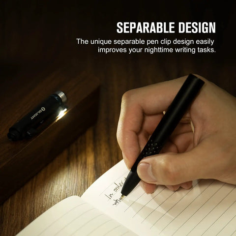 Person using 4 In 1 Pen Light And Writing Tool, 120 Lumen USB C Rechargeable EDC Pen With Green Beam For Presentations in low light