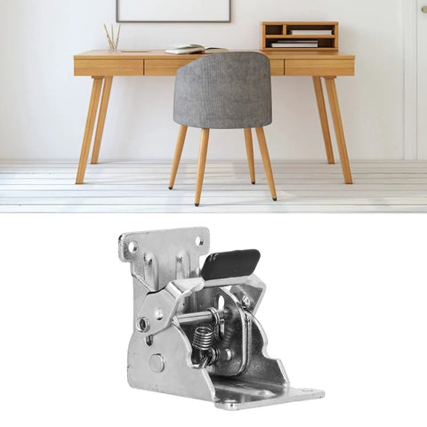 Two Pack Folding Brackets For Table And Bed Legs 90 Degree Aluminum Alloy Self Locking Foldable Hinges shown with a desk setup