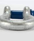 Close-up of 2 Ton D Ring Bow Shackle With Screw Pin Clevis Half Inch Pin Forged Steel Hot Dip Galvanized Finish WLL 2 Tons