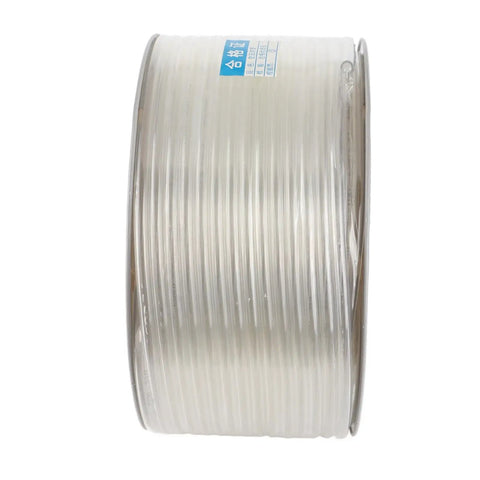 Top Shelf Transparent PU Air Hose Featuring 10mm OD And 6.5mm Inner Bore Stretching 328 Feet, rolled for storage.