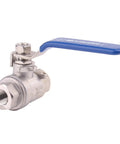 Full Port Stainless Steel 304 Ball Valve Heavy Duty for Water Oil and Gas with Blue Vinyl Insulated Locking Handles One Quarter Inch NPT