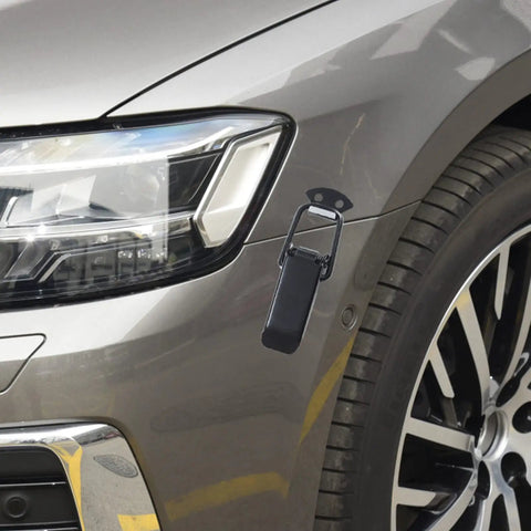 Heavy Duty Car Bumper Release Hook Clips Kit For Trunk Universal Fasteners Durable Hasp Clip Set For Front And Rear Bumpers Easy Install No Fuss Trunk Release Keeps Bumpers In Place, installed on front bumper