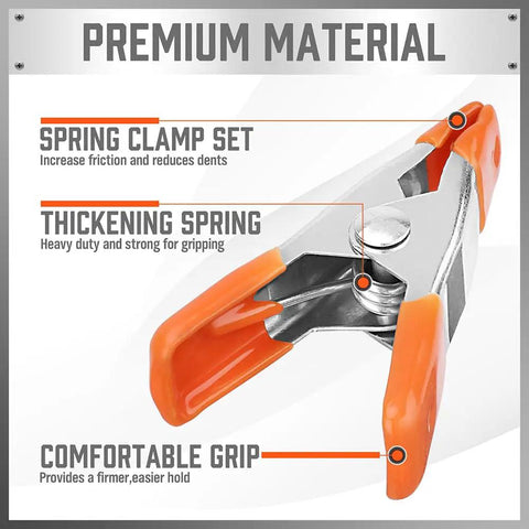 10 Piece 2 Inch Spring Clamp Set, Nickel Plated Steel, 0.78 Inch Jaw Opening, Built Tough And Rustproof, Comfortable Ergonomic Handle image