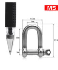M5 D Type Clevis Shackle Real Deal 304 Stainless Steel U Shaped Rigging Hardware shown with dimensions, size 31.5mm.