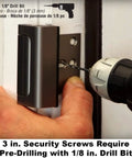 Installing Door Reinforcement Lock Kit Satin Nickel U10827 Adds Maximum Home Security With 800 Lbs Of Force Resistance Kick In Prevention 3 Stop Aluminum Finish Pack Of 2 Easy Install using a drill and 3 in. screws