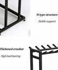 Heavy Duty Double Row Rolling Garment Rack With Twenty Bars For Life Vests And Wetsuits Ventilated Drying Shelf, H-type structure close-up.