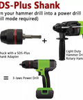 SDS-Plus Shank adapter for Heavy Duty Keyless Drill Chuck With Metal Tool Holder. Converts hammer drill into power drill setup.