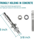 Three Eighths Inch By Three Inch Stainless Steel Wedge Anchors For Concrete And Stone Heavy Duty Expansion Bolts shown with dimensions