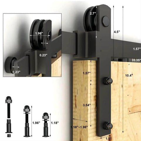 5.5Ft Sliding Barn Door Hardware Kit For Single Wood Panel, Smooth And Quiet Operation, Easy To Install, Heavy Duty Carbon Steel
