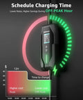Road Trip Ready Tesla Charger Level One And Two 16 Amps 20 Feet Heavy Duty Cable showing charging time display.