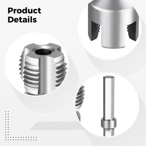 Pro Grade Two Size Faucet Threading Kit For One Half And Three Quarter Inch Pipes With Internal And External Threading Carbon Steel PVC Pipe Threader Tools For Home Plumbing And Industrial Use, carbon steel threading tool close-up