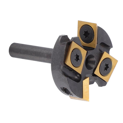 Heavy Duty Flattening Router Bit For Slab Surfacing With Four Sharp Carbide Blades, 1/4in shank, used for precise wood planing.