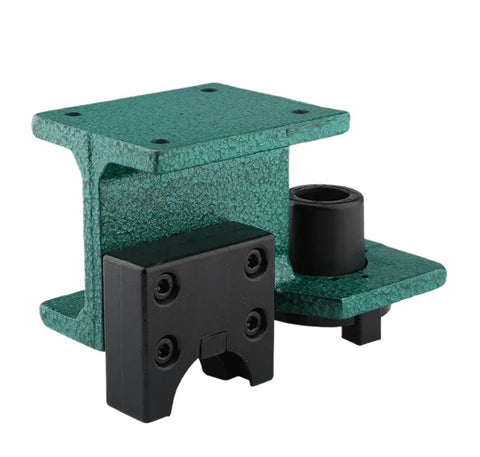 Badass Cnc Milling Machine Fixed Bracket Bt50 Spindle Mount Stainless Steel Locking Clamp With Knockout Shock Absorption For Lathe Grinding Zero Hassle Setup, green bracket with black clamp.