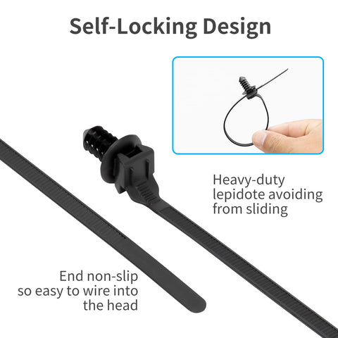 Heavy Duty Nylon Zip Ties Kit 210 Piece Push Mount Self Locking Cable Ties In 5 Sizes UV Resistant for auto home workshop