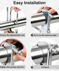 Installation steps for Heavy Duty Universal 2.5 Inch Exhaust Clamp With Hanger Rod And Four Rubber Exhaust Hangers Kit