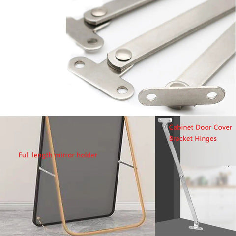 Heavy Duty Two Pack Folding Lid Support Hinges Built Tough Stainless Steel Brackets for cabinet door cover, 235mm length.