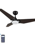 52 Inch Smart Ceiling Fan With Light In Dark Walnut, 3 Blade Low Profile Ceiling Fan, 10 Speed DC Motor, Dimmable 2150 Lumen LED