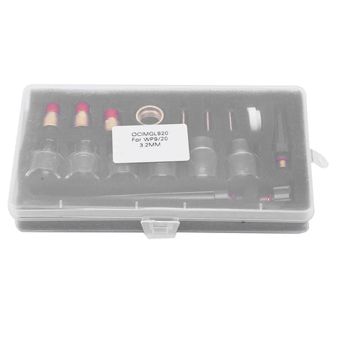 Go To Welding Glass Cup Nozzle Kit For WP9 20 Argon Torch in plastic case