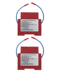 Two Piece Auto Fire Extinguisher Stickers With Heat Sensitive Aerosol Tech, red devices for engine bay safety.