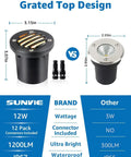 Comparison of SUNVIE 12W Low Voltage Landscape Lighting Kit with competitor, showing size and specifications.