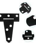 6 Pack Tee Hinge 2 Inch Heavy Duty T Strap Hinges Black For Barn Doors Gates Sheds Wooden Fences Wrought Iron Rustproof Hardware