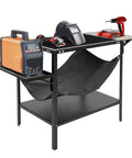Beefy Plasma Cutting Table For Heavy Duty Workshops 32 In High By 21 In Wide By 30 In Long Carbon Steel Workbench With Replaceable Slats Folding Side Shelf Fire Resistant Scrap Tray 250 Lbs Load Capacity with tools on top