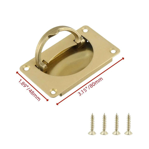 Two Pack Recessed Gold Pull Handles Hidden Flush Drawer Pulls For Cabinets And Closet Doors Durable Copper Construction Easy Install With Screws 80mm x 48mm Hardware Kit