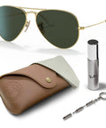RB3025 Pilot Shape Non Polarized Sunglasses For Men And Women With G15 Green Lens Includes Official Eyewear Kit and case