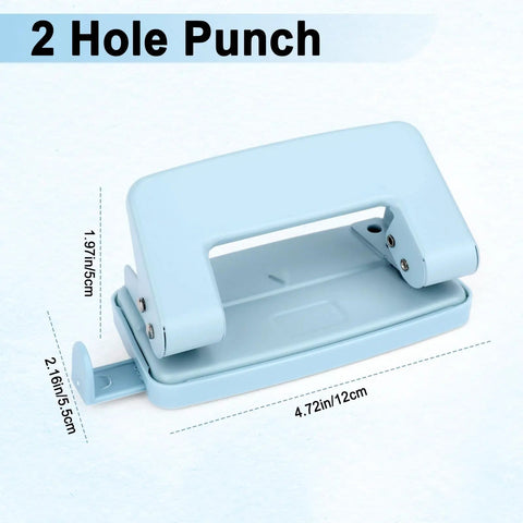 Adjustable 2 Hole Paper Punch For A4 A5 B5 Paper Sizes Metal Hole Puncher For Looseleaf Notebooks And Home Office Use, bright blue
