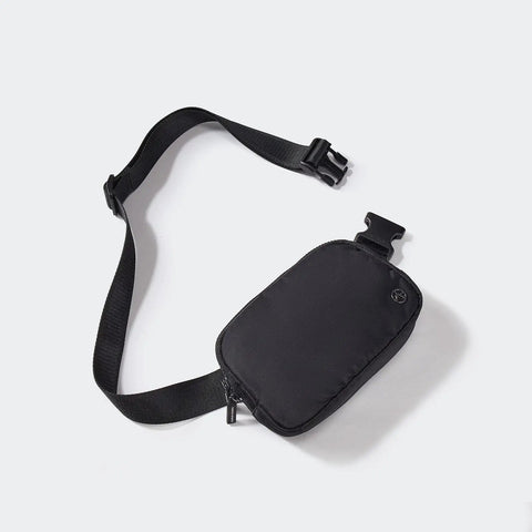 Everywhere Two Way Zipper Fanny Pack Nylon Waist Bag For Women With Adjustable Strap Water-Resistant Belt Pack Black