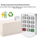 Code Lock Keypad Cabinet Lock with ABS Plastic Panel, close-up of keypad and battery section, long battery life feature shown